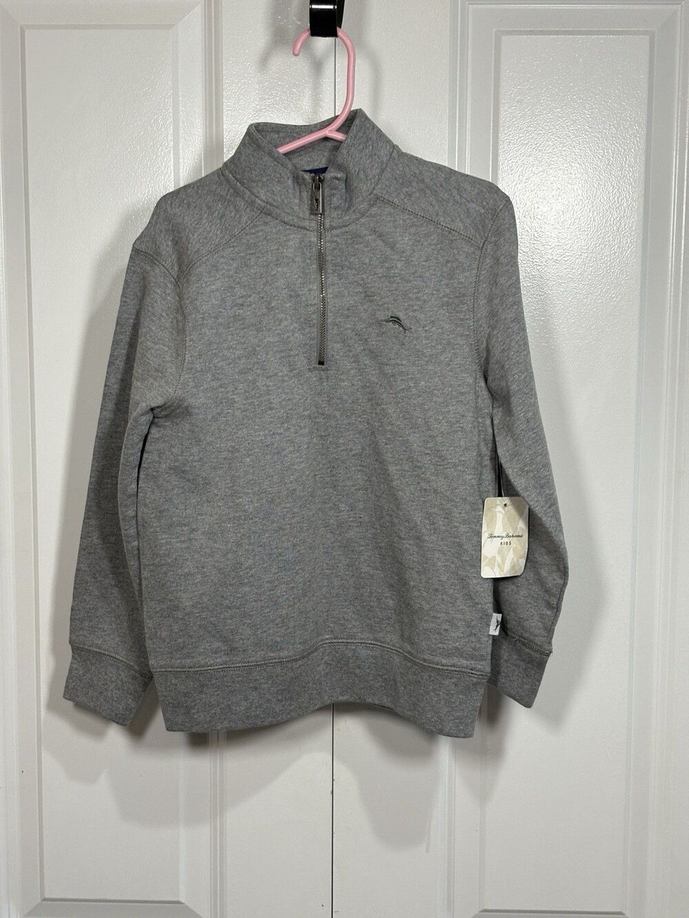Tommy Bahama Kids Quarter Zip L Gray NWT Pullover Sweater Soft Classic Cozy
